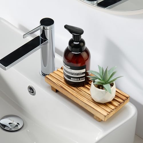 Renawe Small Wood Pedestal Stand, 8.7" Farmhouse Kitchen & Bathroom Tray