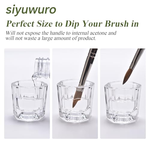 2-Piece Clear Glass Nail Art Dappen Dish Cups for Acrylic Liquid and Powder