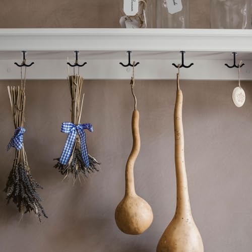 HEVSTIL 4-Piece Black Zinc Alloy Double Ceiling Hooks - Heavy Duty Storage