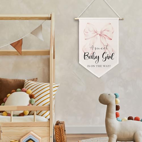ChissNook Baby Shower Canvas Banner - Sweet Baby Girl Party Decor