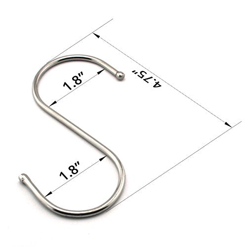 X-Large Heavy-Duty Stainless Steel S Hooks - 6 Pack for Organizing