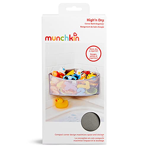 Munchkin High 'n Dry Corner Bath Toy Organizer - Grey, Toy Storage