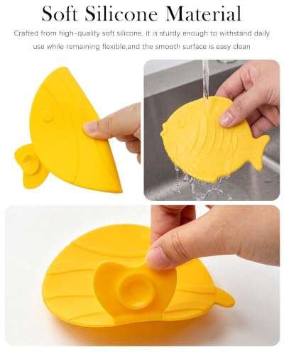 Fish Silicone Drain Stopper - 2 Pack, Suction Cup Cover for Bathtub & Sink