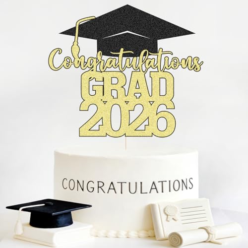 2026 Graduation Cake Topper - Congrats Grad Party Decoration
