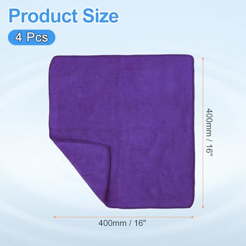 HARFINGTON 4 Pack Microfiber Cleaning Cloths - 16" x 16" Purple