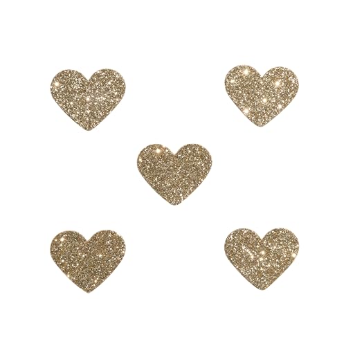 CloverCrafts 50 Gold Glitter Heart Confetti for Valentine's Day