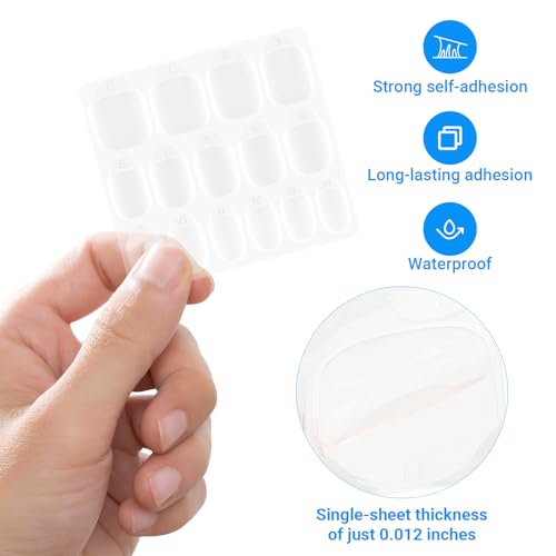 Ayzylpth 900 Pcs Clear Nail Glue Tabs - Waterproof Reusable False Nail Adhesive Stickers
