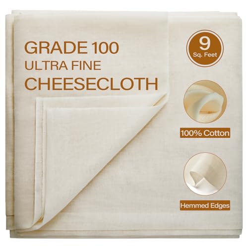 eFond Grade 100 Cheesecloth - 9 Sq Ft Ultra Fine Cotton Strainer