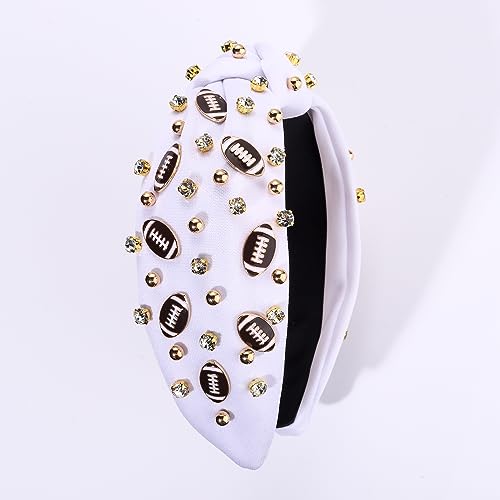 Football Headband for Women Rhinestone Jeweled Game Day Hair Accessory