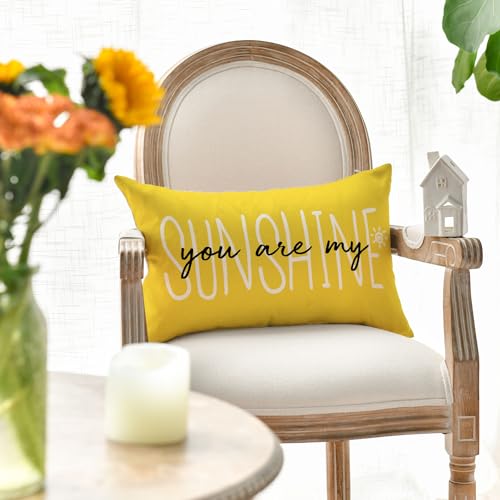 You Are My Sunshine Yellow Throw Pillow Cover 12x20