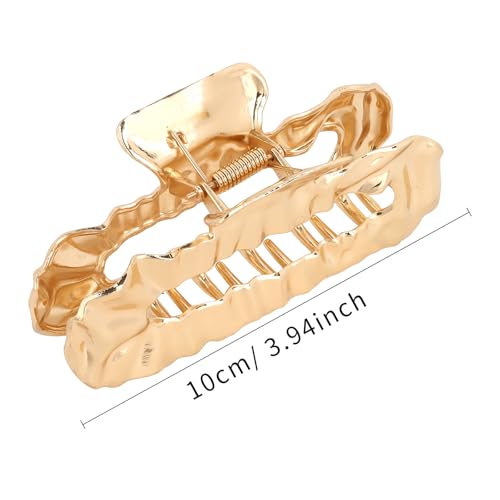ANBALA Gold Metal Hair Claw Clips - 3.9 Inch Strong Hold Geometric Hair Accessories for Thick and Thin Hair, 2 Pack