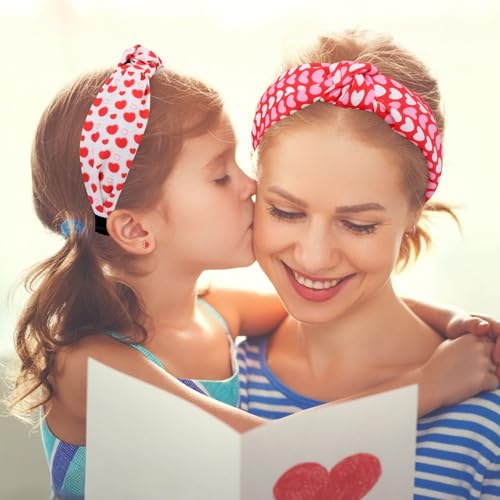 WHAVEL Valentine's Day Knotted Headbands 3-Piece Heart Print Hair Accessories