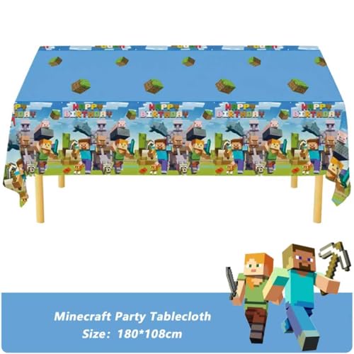 Pixel Game Party Tablecloths - 3 Pack Disposable Waterproof Table Covers