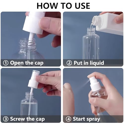 TSA Approved Travel Spray Bottles 4 Pack 3.4 Oz Refillable Leak Proof Containers