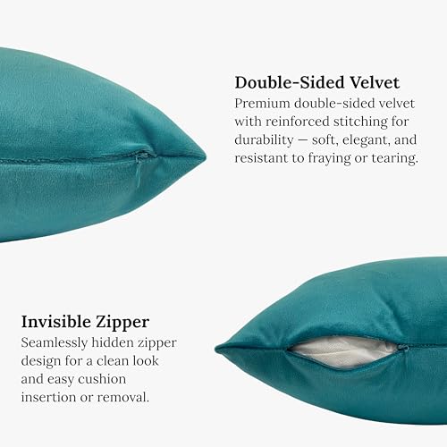 RELY+ 20x20 Inch Velvet Throw Pillow Covers, Teal - Set of 2