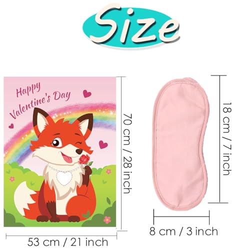 Pin The Heart on The Fox Game with 24 Stickers & 2 Blindfolds
