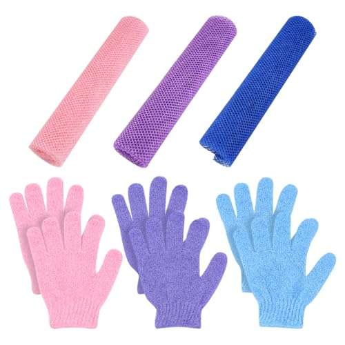African Net Bath Sponges and Exfoliating Gloves Set