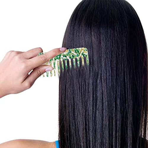Cellulose Wide Tooth Detangling Comb 2 Pack - Green Hair Comb