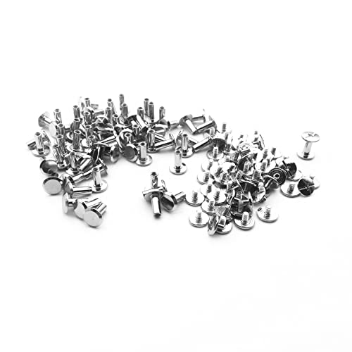 Metal Chicago Screws 7mm Post Rivets for Leathercraft and Bookbinding 50 Sets