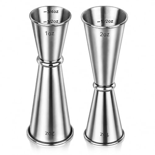Stainless Steel Jigger Set - 2 Pack 1oz & 2oz Cocktail Measure