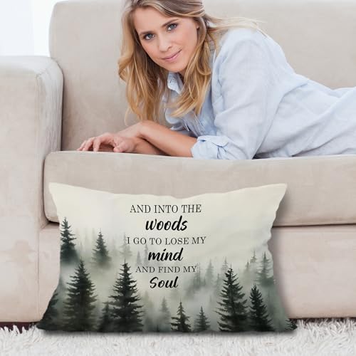 Into The Woods Forest Mountain Lumbar Pillow Cover 12x20 - Camping-pillow Covers-b