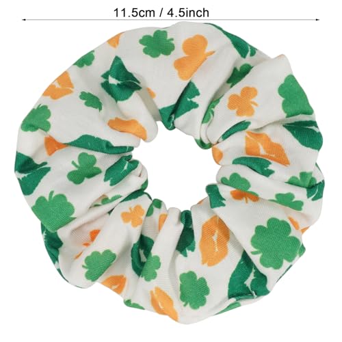 St. Patrick's Day Green Hair Scrunchies 4 Pack Shamrock Hair Ties