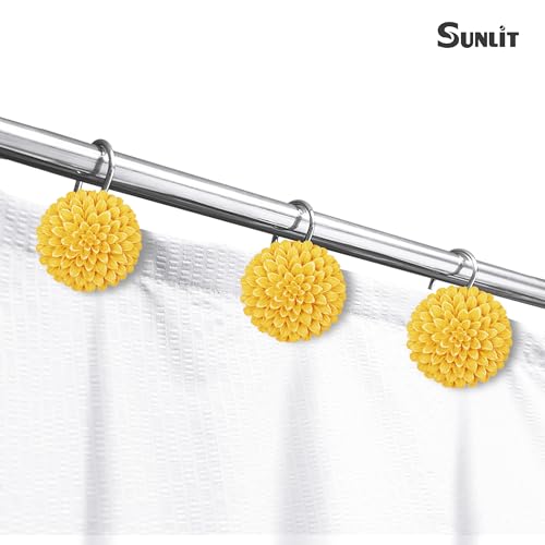 Sunlit Yellow Dahlia Flower Shower Curtain Hooks - 12 Pack