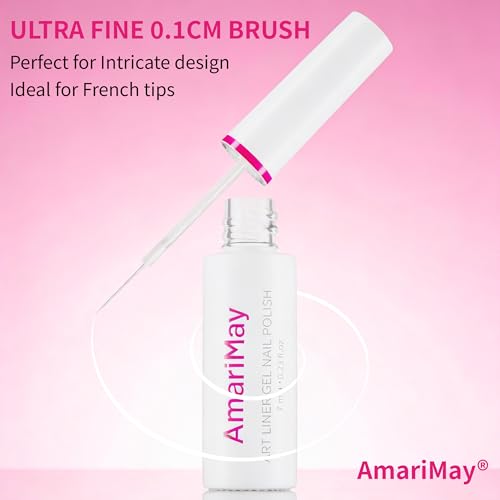 AmariMay White Gel Nail Art Liner Polish with Thin Brush 7ml