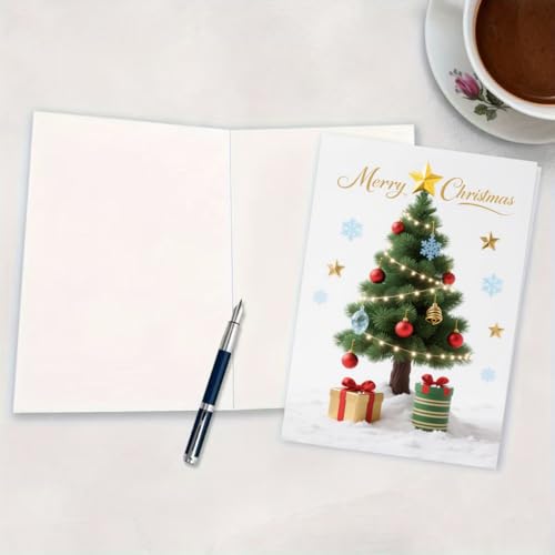 QLIYLIN Christmas Cards - 5x7 Blank Holiday Greeting Card with Envelope