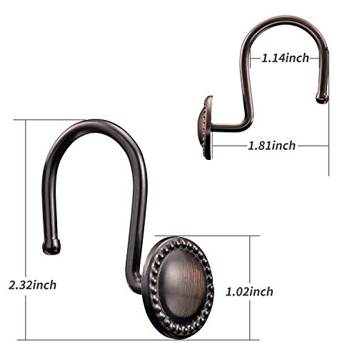 CHICTIE Oil Rubbed Bronze Shower Curtain Hooks - Set of 12