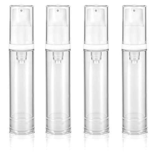 Apausvcm 4 Pcs 10ml Clear Empty Airless Pump Bottles Refillable Travel Containers