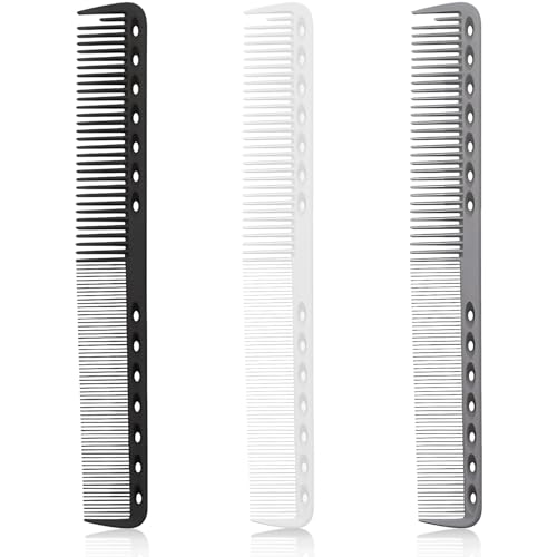 Kootinn 3-Piece Carbon Fiber Hair Cutting Comb Set Heat Resistant