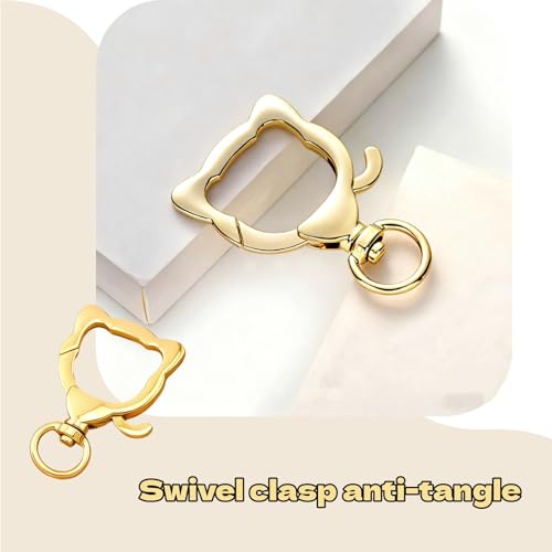 4 Pcs Cat Shape Gold Swivel Keychain Clasps for Jewelry and Crafts