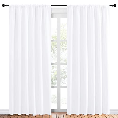 NICETOWN White Blackout Curtain Panels 70x84 Inches, Pack of 2, Light Blocking Bedroom & Home Decor