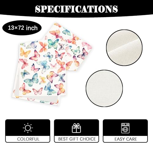 Butterfly Table Runner 13x72 Inch Pink Floral Spring Summer Decor
