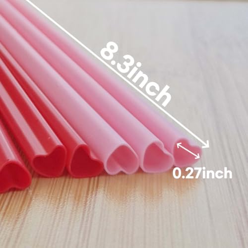 Pink Heart-Shaped Disposable Plastic Drinking Straws - 50 Count, The Best MOON