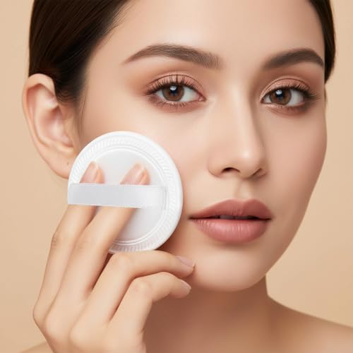 12 PCS Cotton Makeup Powder Puffs Washable Round Face Sponge Cushion with Ribbon