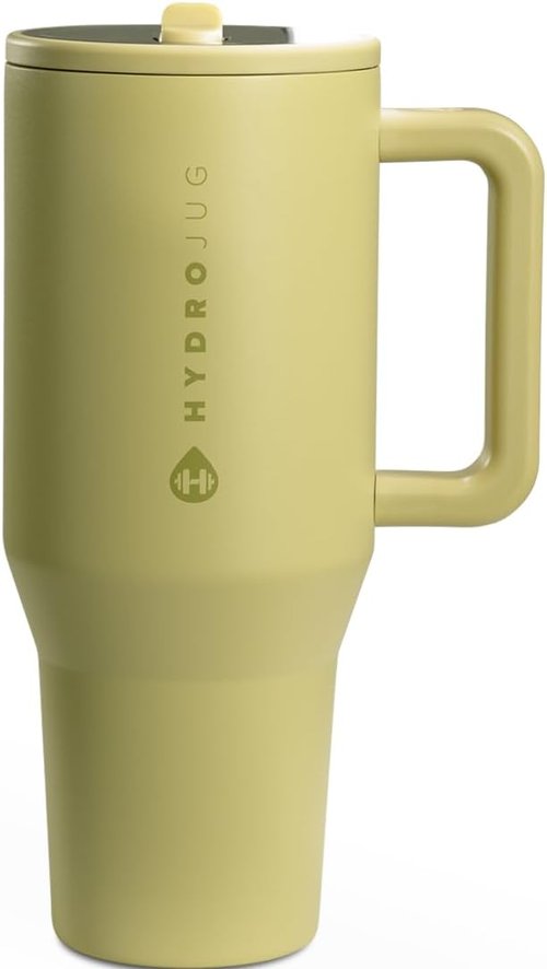 HydroJug Traveler - 32 Oz Insulated Water Bottle with Handle & Flip Straw | Leak Resistant, Olive