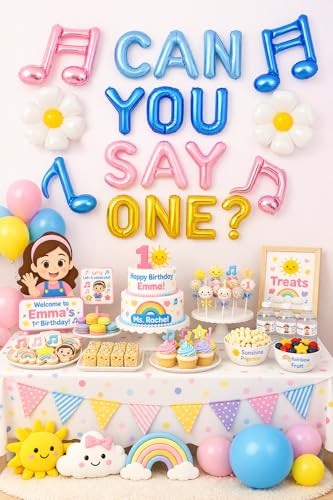CAN YOU SAY ONE Letter Balloon Set - 19pcs Pastel 02 First Birthday Decor