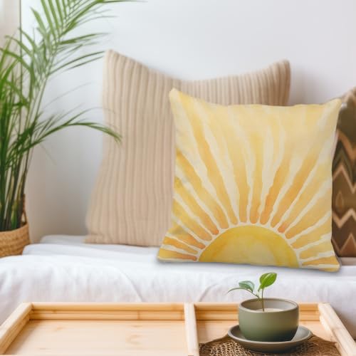 Boho Sun-1 Decorative Pillow Cover, 18x18 Flannel Throw Pillow Case for Cozy Home Decor