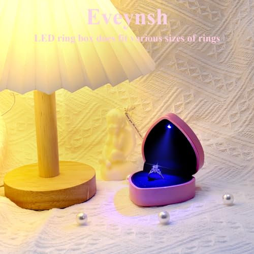 Pink Heart Shaped LED Lighted Engagement Ring Box for Proposals