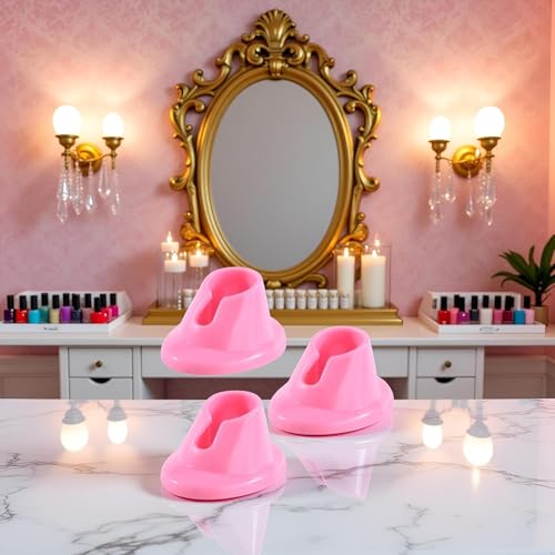 Senyango 3-Pack Pink Soft Rubber Nail Polish Bottle Holder and Display Stand