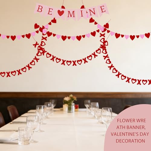 Valentine's Day XOXO Heart Banner Garland Set - 3 PCS Decorations