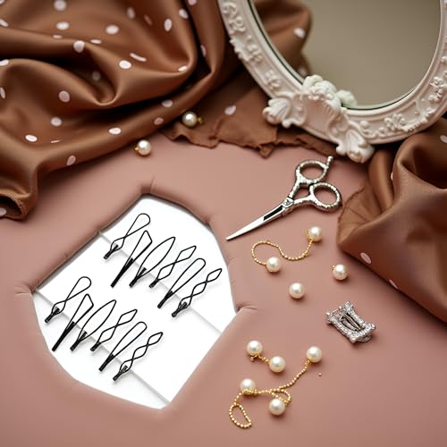 Black Vintage Bobby Pins Set 12Pcs Mini Hair Clips for Bangs Styling