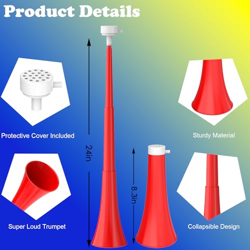 24-Inch Collapsible Vuvuzela Stadium Horn - Noise Maker for Sports