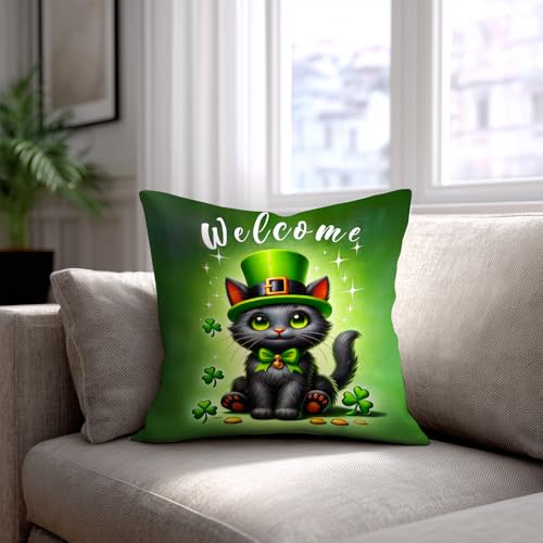 St. Patrick's Day Cat Paw Pillow Covers - Set of 2, 18x18 Inch