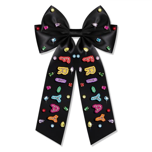 Teacher Hair Bow Clip Large Silky Satin Back to School Hair Ribbon Barrette