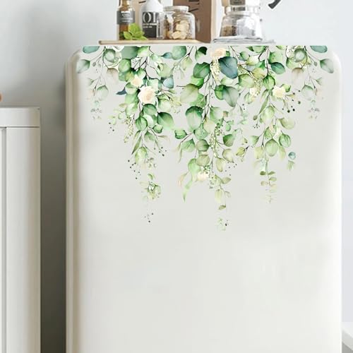 SEIHDHIK Green Plants Toilet Stickers 2 Sheets Leaves Flowers Bathroom Wall Decals