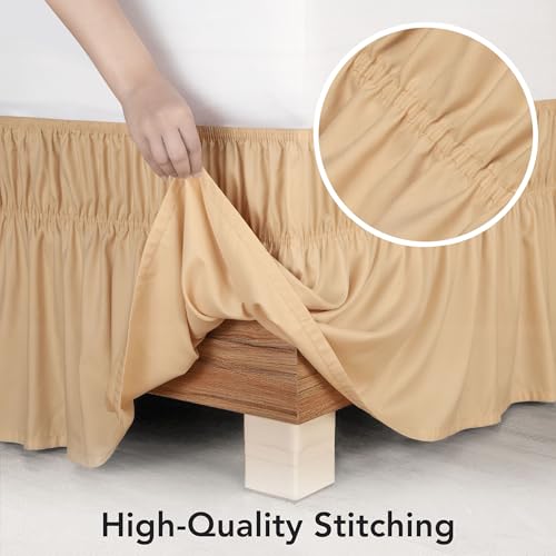 Queen Bed Skirt with Elastic Belt - 16 Inch Drop, Beige
