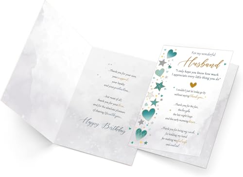 Beixian Husband Birthday Card BX283 - 5x7 Inch Romantic Greeting